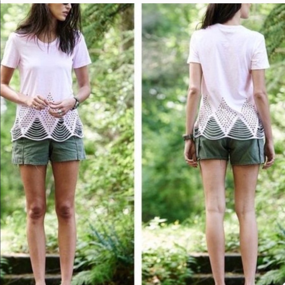NWT ANTHROPOLOGIE PEPIN Distressed Baby Pink Top